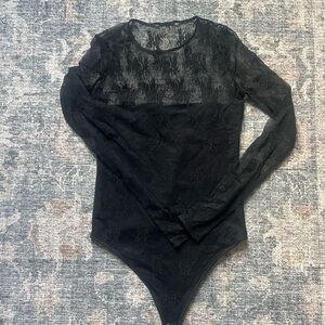 Abercrombie Black Lace Long Sleeve Bodysuit